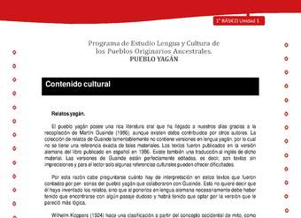 Orientacion para el educador - LC01 -YAG - Unidad 1 - Contenido Cultural