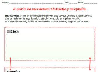 A partir de una lectura: un hecho y mi opinión