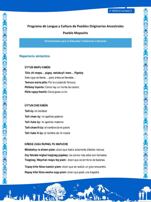 Orientaciones al docente - LC01 - Mapuche - U4 - Repertorio sintáctico