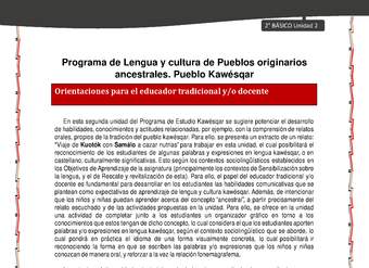 Orientaciones al docente - LC02 - Kawésqar - U2 - Introducción