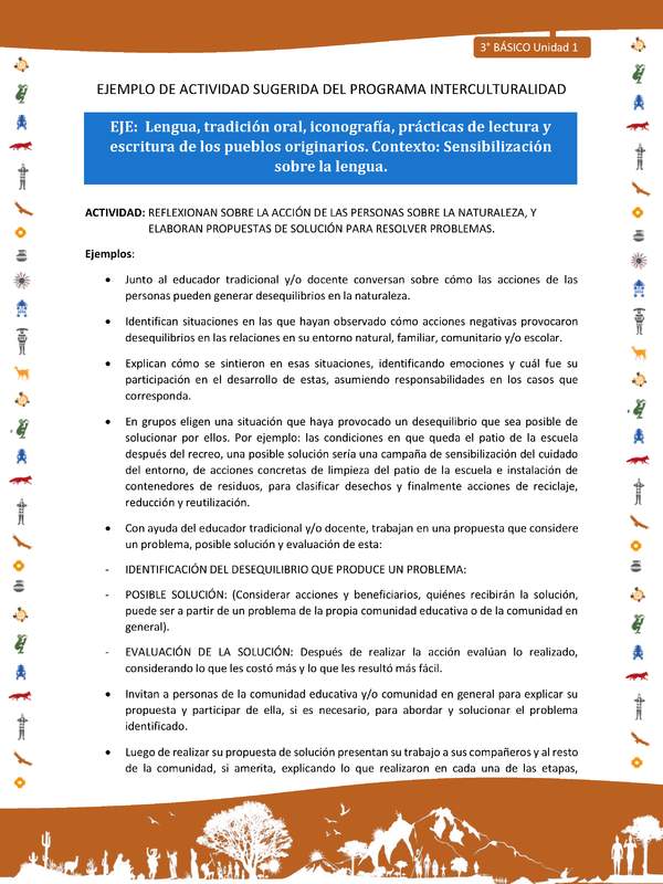 Reflexionan sobre la acción de las personas sobre la naturaleza, y elaboran propuestas de solución para resolver problemas