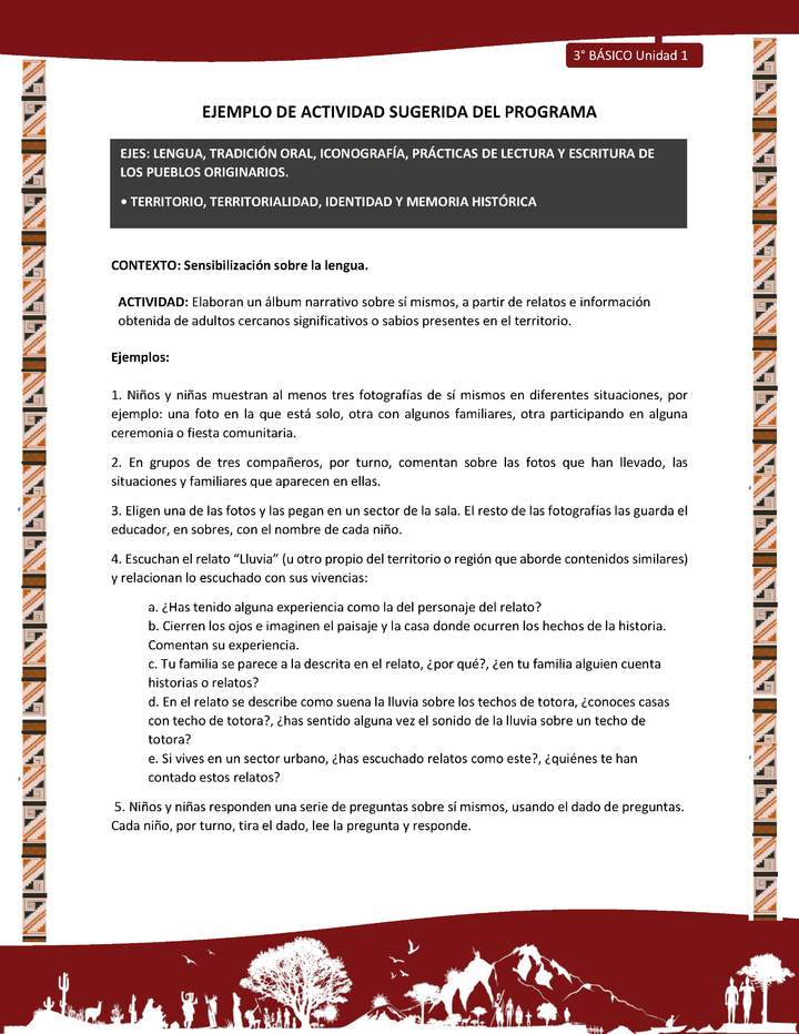 01-Actividad Sugerida LC03 DIA-U01-LS01;OA07-Elaboran un álbum narrativo sobre sí mismos, a partir de relatos e información obtenida de adultos cercanos significativos o sabios presentes en el territorio.