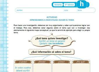 Aprendamos a investigar: Elegir el tema