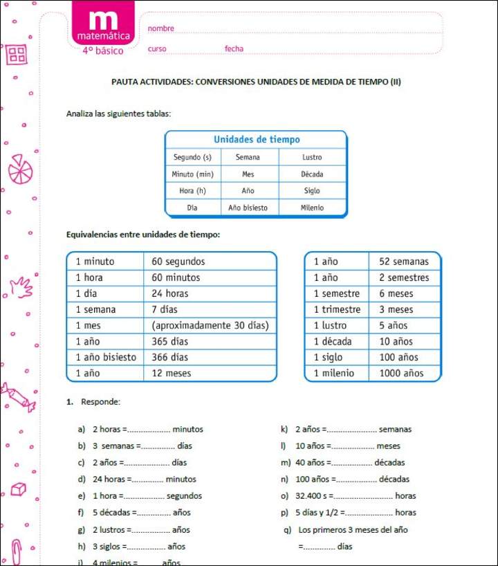 Conversiones unidades de medida de tiempo (II)