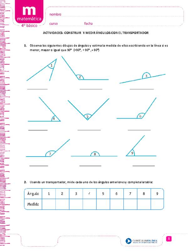 Dibujar y medir  ángulos  con el transportador