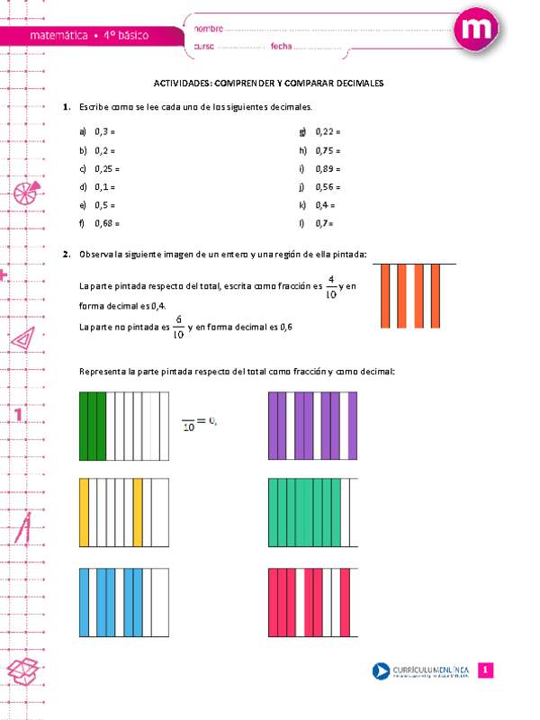 Comprender y comparar decimales