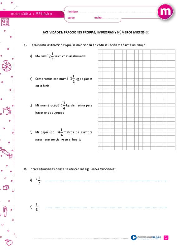 Fracciones propias, impropias y números mixtos (II)