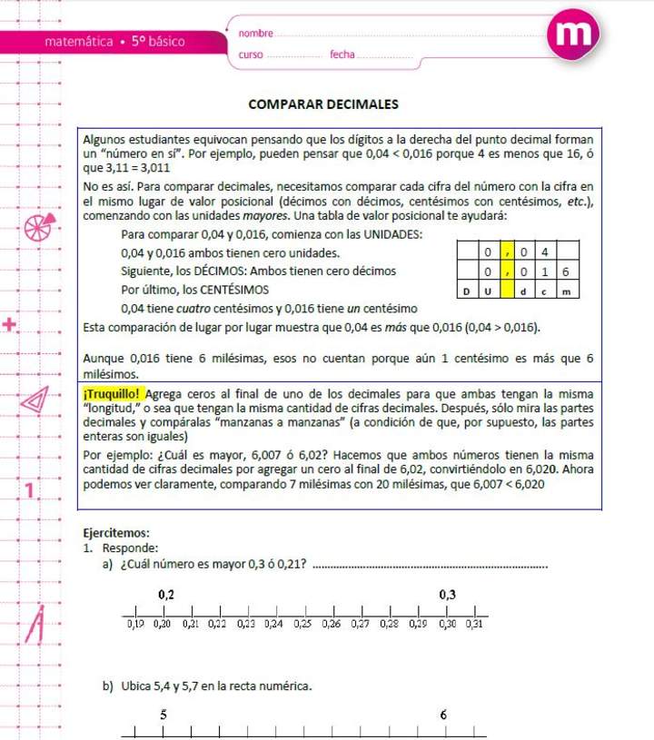 Comparación de números decimales (II)