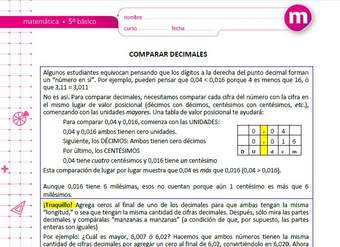 Comparación de números decimales (II)