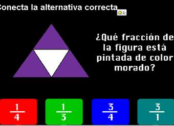 ¿Qué fracción de la figura está pintada morado?