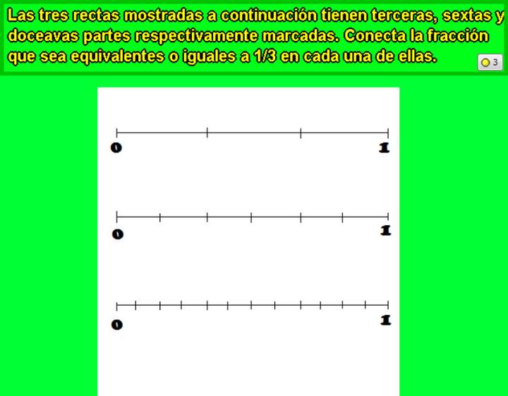 Fracciones equivalentes a 1/3 en la recta numérica