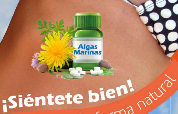 Afiche publicitario pastillas de Algas Marinas