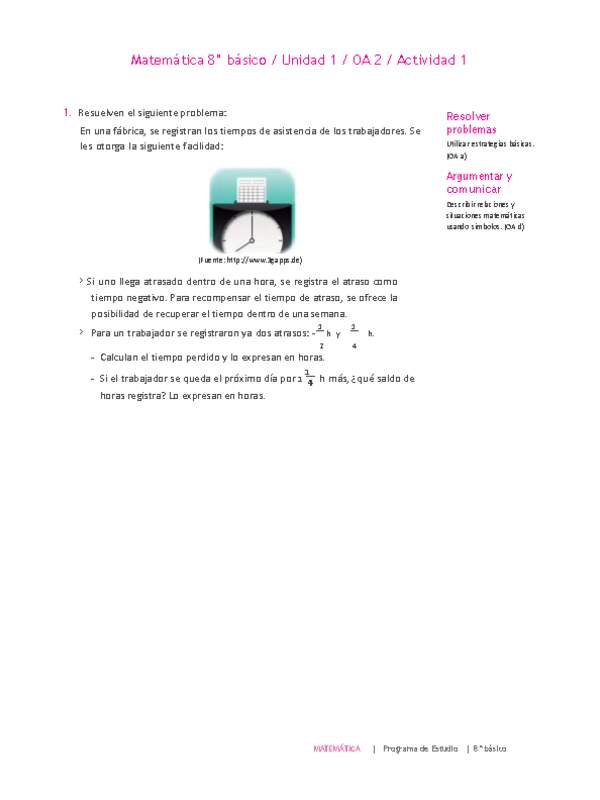 Matemática 8° básico -Unidad 1-OA 2-Actividad 1