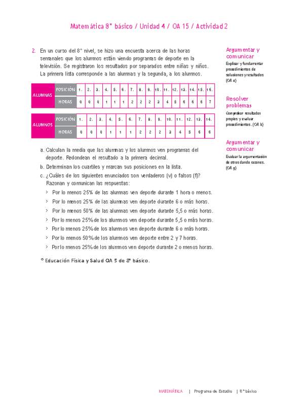 Matemática 8° básico -Unidad 4-OA 15-Actividad 2