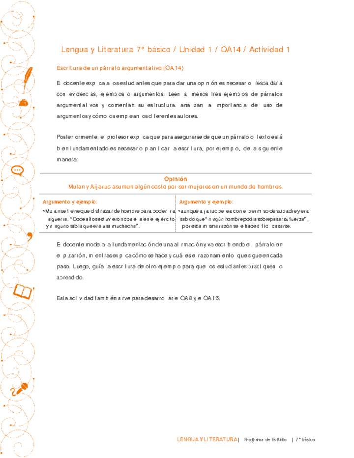 Lengua y Literatura 7° básico-Unidad 1-OA14-Actividad 1