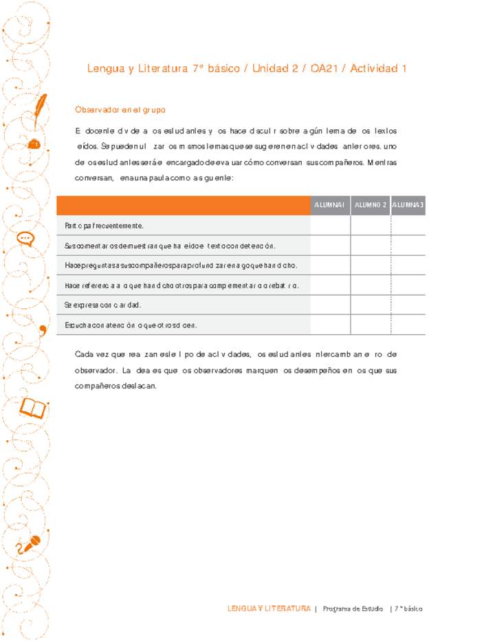 Lengua y Literatura 7° básico-Unidad 2-OA21-Actividad 1