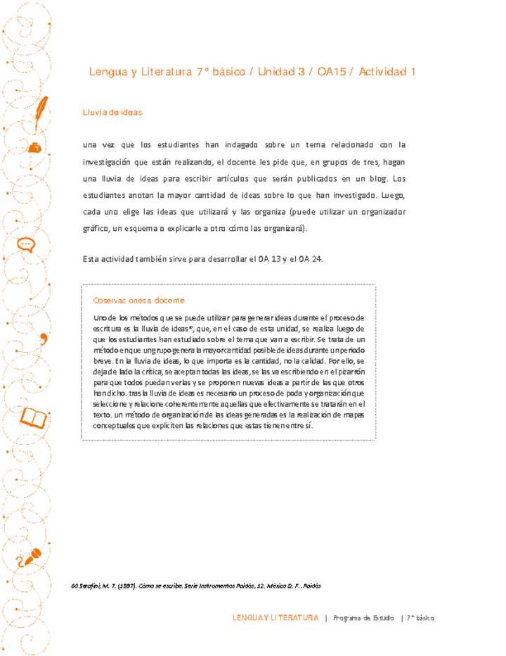 Lengua y Literatura 7° básico-Unidad 3-OA15-Actividad 1