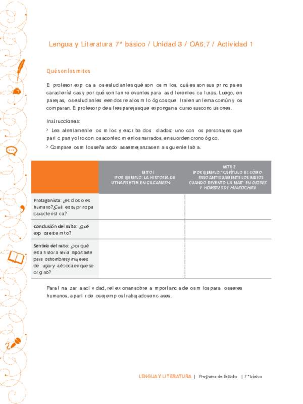 Lengua y Literatura 7° básico-Unidad 3-OA6;7-Actividad 1