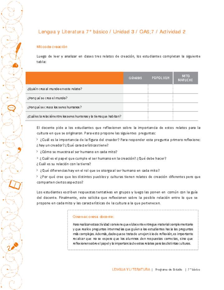 Lengua y Literatura 7° básico-Unidad 3-OA6;7-Actividad 2