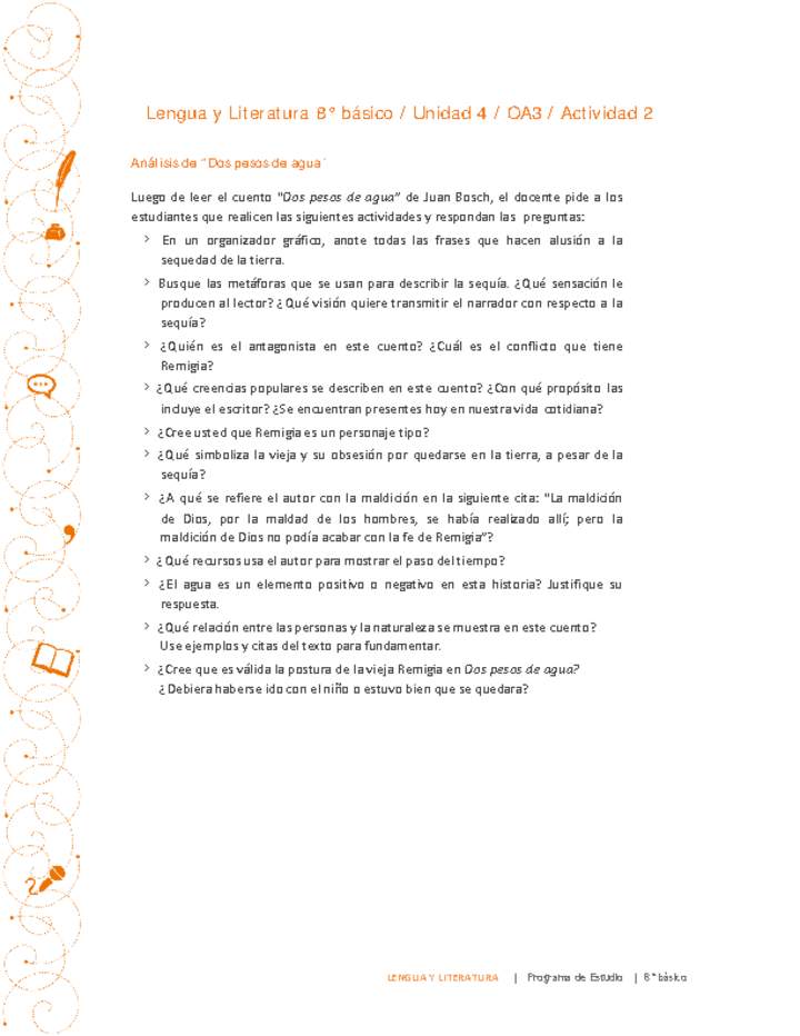 Lengua y Literatura 8° básico-Unidad 4-OA3-Actividad 2