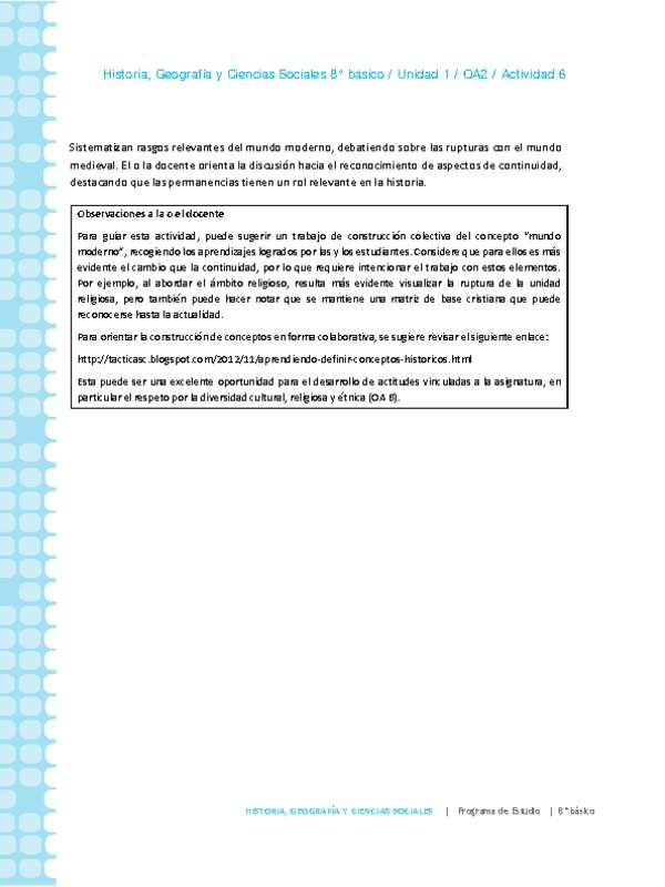 Historia 8° básico-Unidad 1-OA2-Actividad 6
