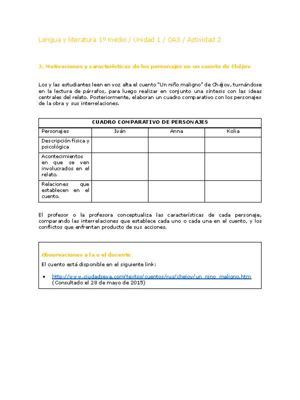 Lengua y Literatura 1 medio-Unidad 1-OA3-Actividad 2