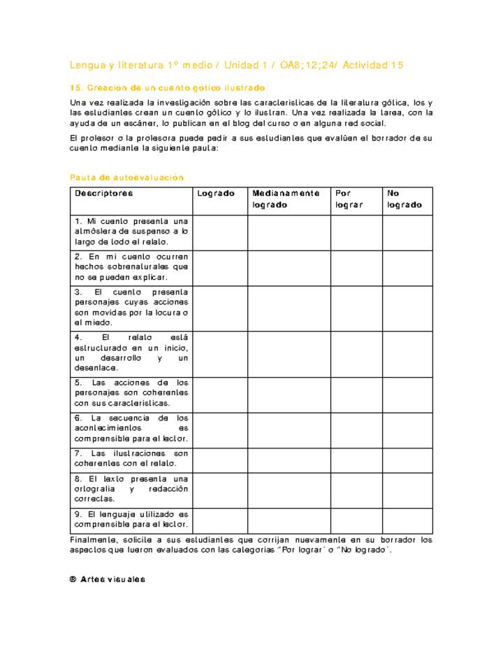 Lengua y Literatura 1 medio-Unidad 1-OA8;12;24-Actividad 15