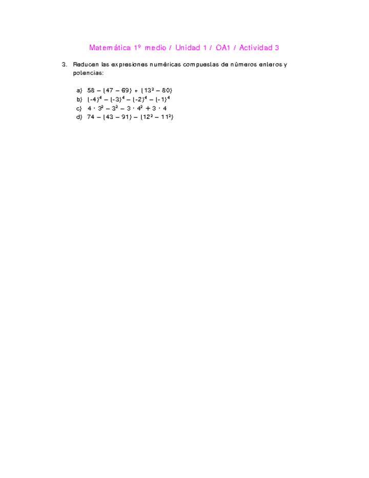 Matemática 1 medio-Unidad 1-OA1-Actividad 3