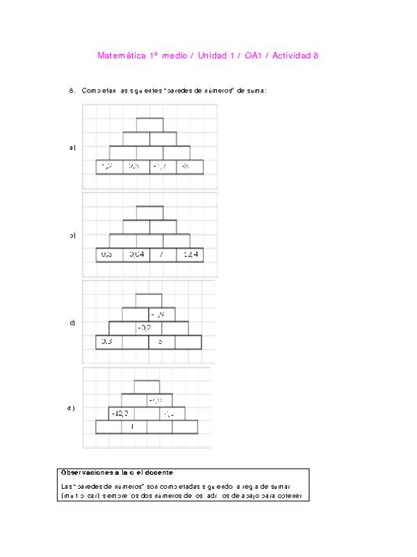 Matemática 1 medio-Unidad 1-OA1-Actividad 8