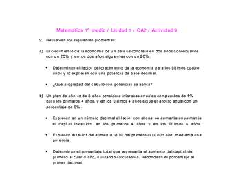 Matemática 1 medio-Unidad 1-OA2-Actividad 9