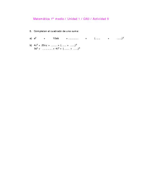 Matemática 1 medio-Unidad 1-OA3-Actividad 5