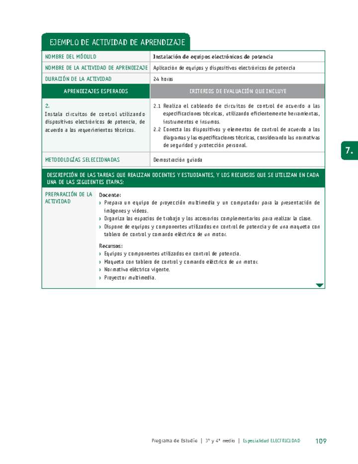 Aplicación de equipos y dispositivos electrónicos de potencia