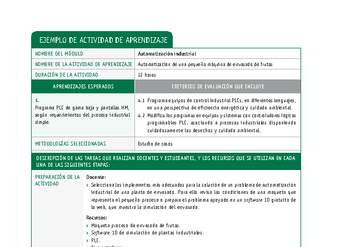 Automatización de una pequeña máquina de envasado de frutas