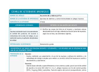 Ejercicios de medición y control de densidades en pliegos impresos