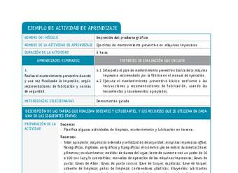 Ejercicios de mantenimiento preventivo en máquinas impresoras