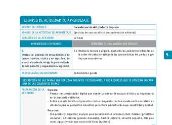 Ejercicios de costura al hilo (encuadernación editorial)