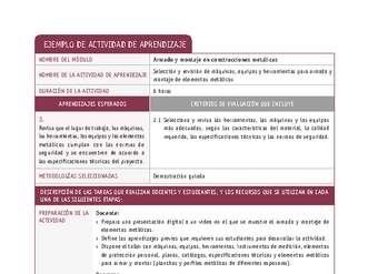 Selección y revisión de máquinas, equipos y herramientas para armado y montaje de elementos metálicos