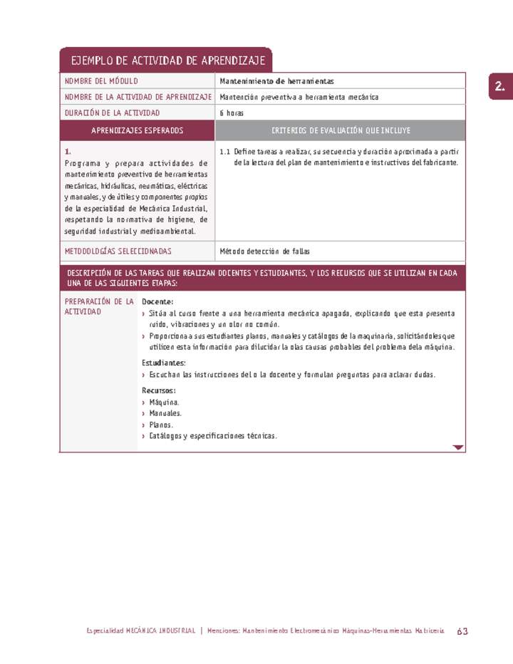 Mantención preventiva a herramienta mecánica