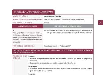 Selección de instrumento para realizar control dimensional