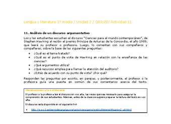 Lengua y Literatura 1 medio-Unidad 2-OA9;20-Actividad 11