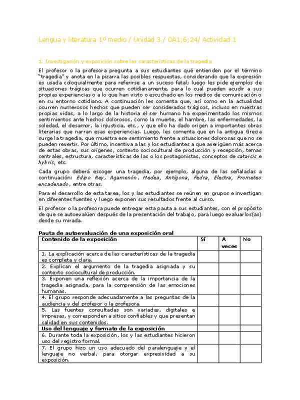 Lengua y Literatura 1 medio-Unidad 3-OA1,6,24-Actividad 1