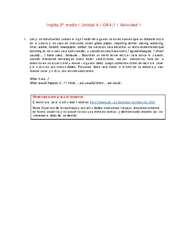 Inglés 2 medio-Unidad 4-OA4;7-Actividad 1