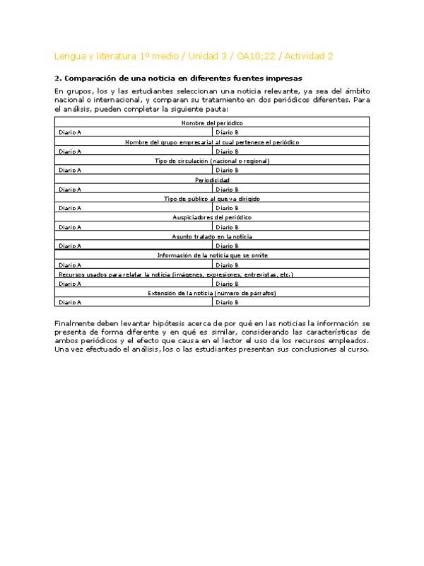 Lengua y Literatura 1 medio-Unidad 4-OA10;22-Actividad 2