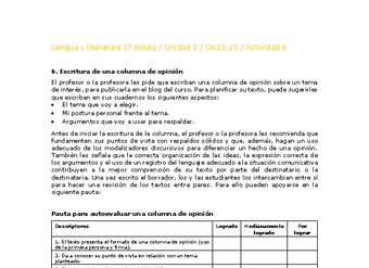 Lengua y Literatura 1 medio-Unidad 4-OA13;15-Actividad 6