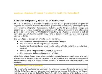 Lengua y Literatura 1 medio-Unidad 4-OA13;15-Actividad 9