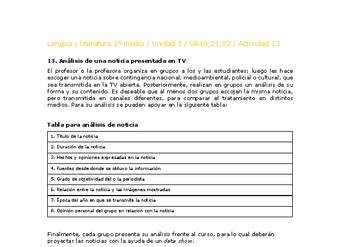 Lengua y Literatura 1 medio-Unidad 4-OA19;21;22-Actividad 13