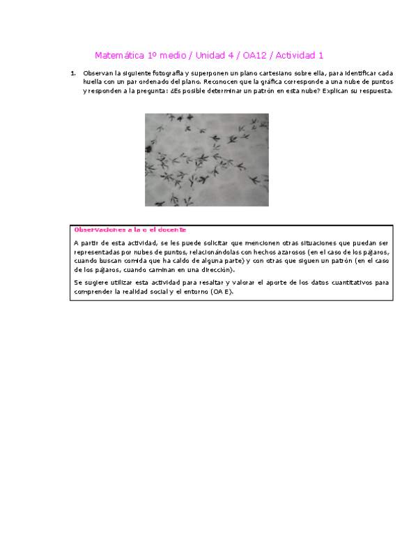 Matemática 1 medio-Unidad 4-OA12-Actividad 1