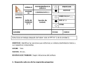 Guía de trabajo del estudiante Oleo-hidráulica, sección de control.