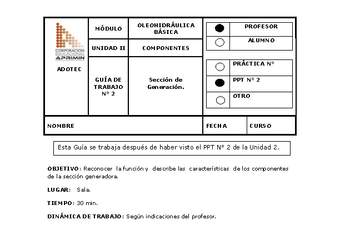 Guía de trabajo del docente Oleo-hidráulica, sección de generación.