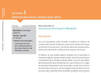 Sugerencia para el profesor: Actividad 1: Libertad para unos, censura para otros